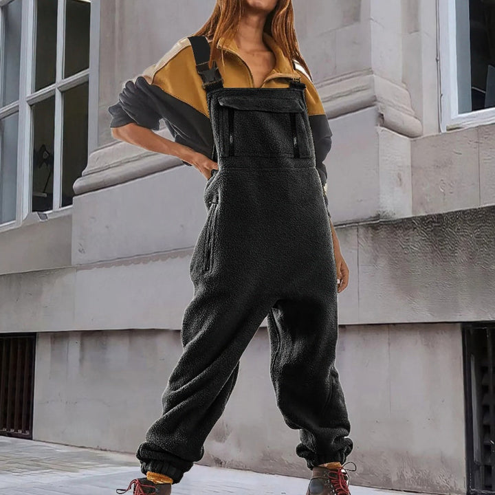 Marie | Adjustable Fleece Jumpsuit in Corduroy