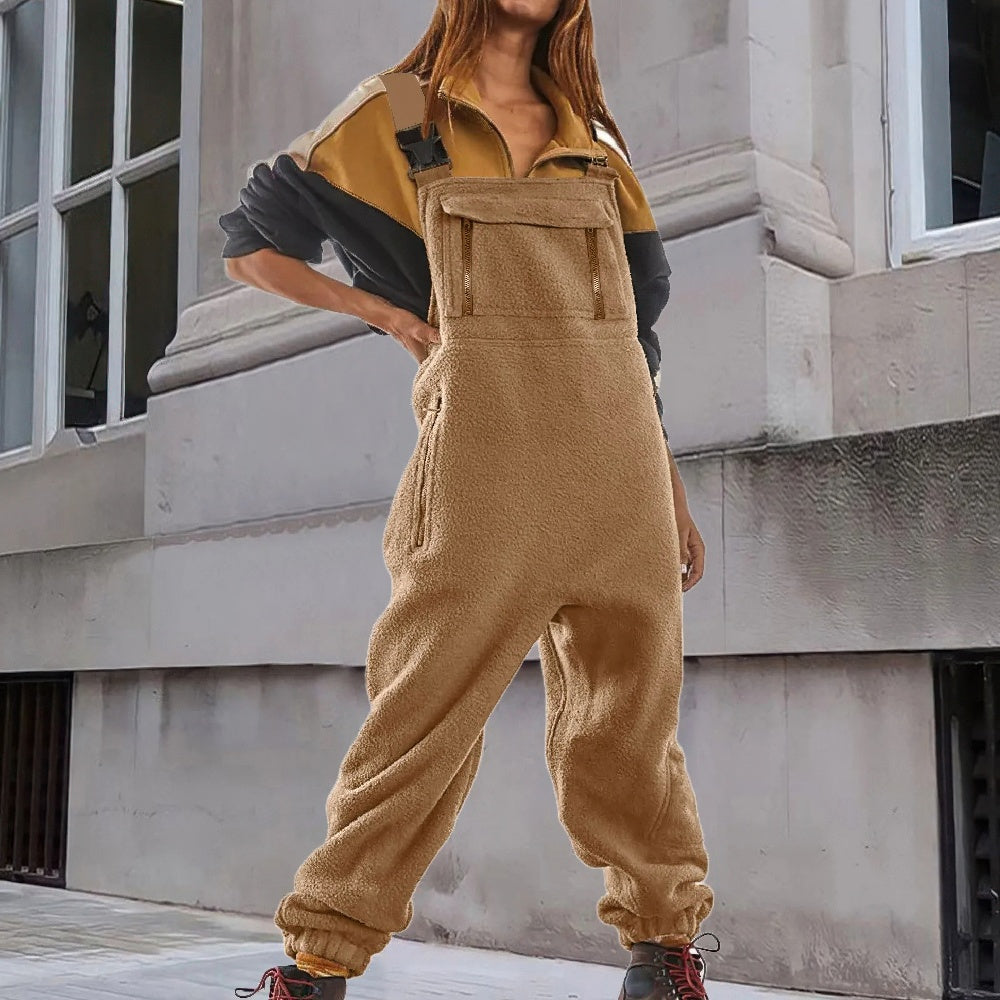 Marie | Adjustable Fleece Jumpsuit in Corduroy