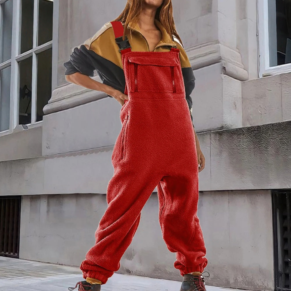 Marie | Adjustable Fleece Jumpsuit in Corduroy