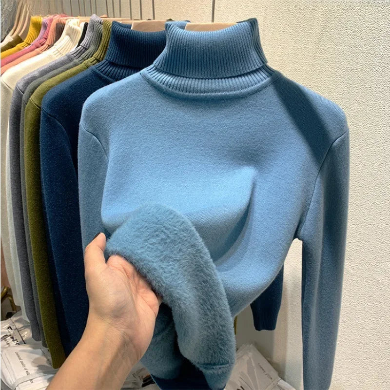 Michelle Fleece-Lined High Collar Sweater