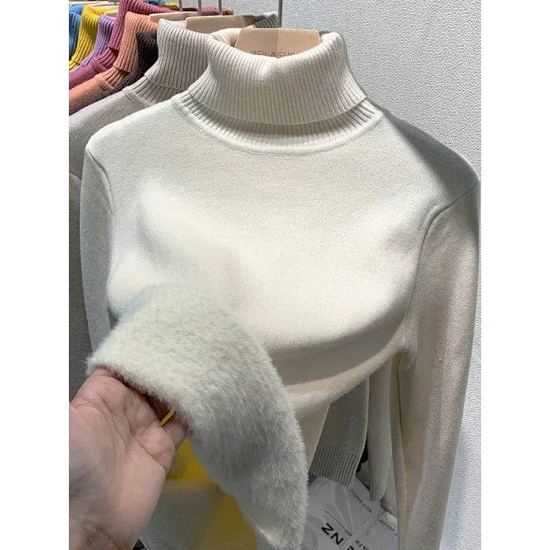 Michelle Fleece-Lined High Collar Sweater