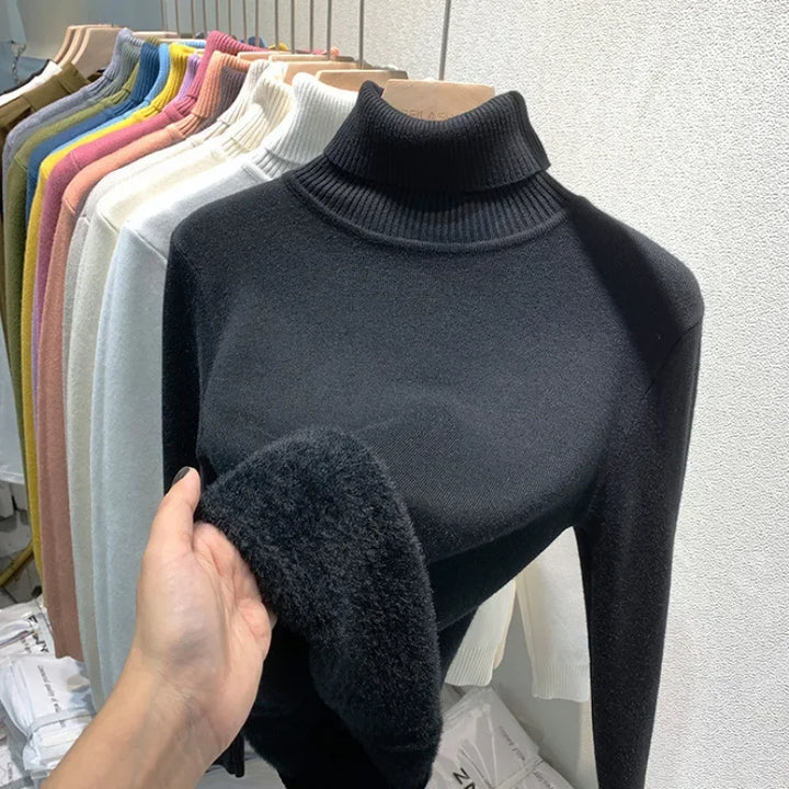 Michelle Fleece-Lined High Collar Sweater