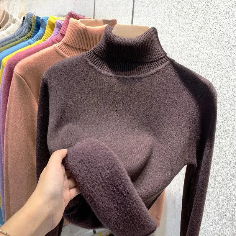 Michelle Fleece-Lined High Collar Sweater